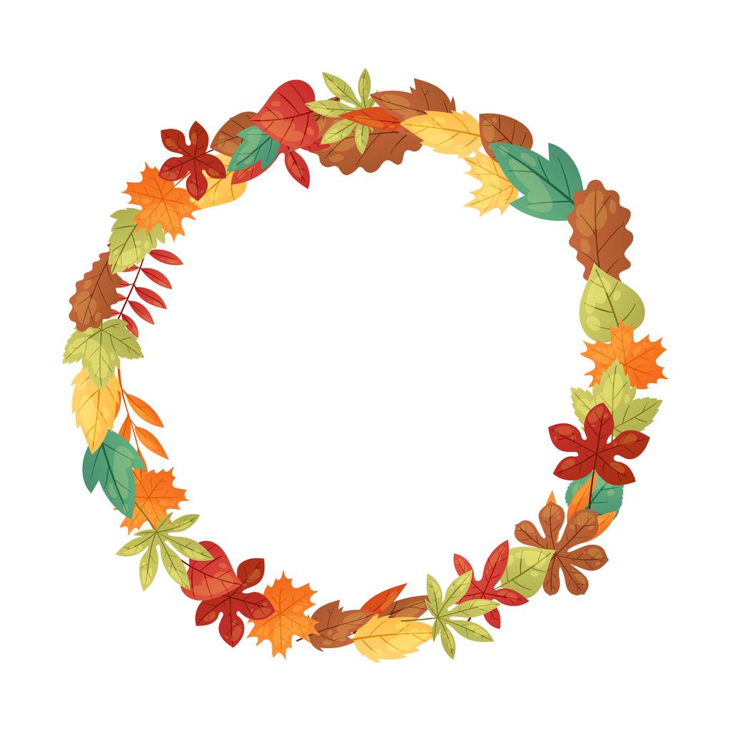 Το φθινόπωρο αφήνει την εικονογράφηση του διανυσματικού πλαισίου. Πράσινα, κόκκινα, πορτοκαλί, καστανά και κίτρινα φύλλα που πέφτουν. Πολύχρωμο σφενδάμι, καστανό και δρύινο φύλλωμα. Οκτώβριος, εποχές Νοεμβρίου. - Διάνυσμα, εικόνα