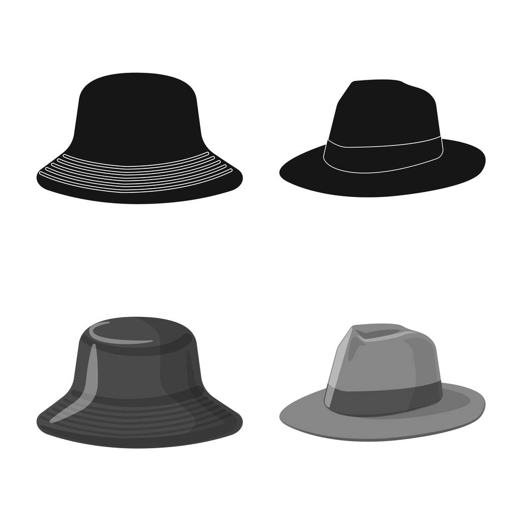 Ilustración vectorial de la marca de sombreros y gorras. Colección de casco y accesorio icono vectorial para stock
. - Vector, imagen