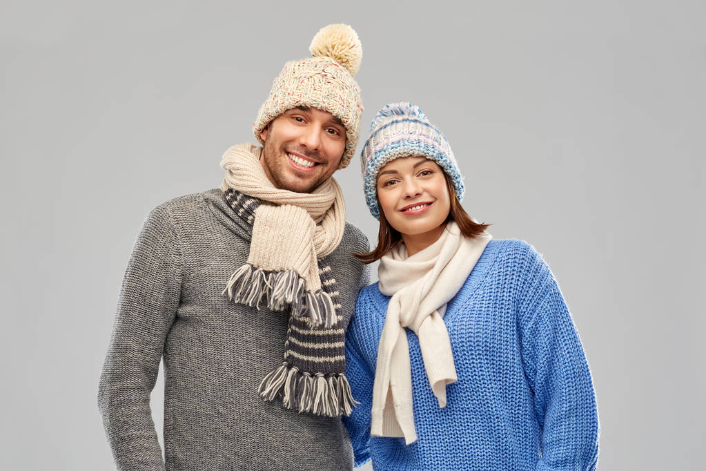 happy couple in winter clothes - Photo, Image