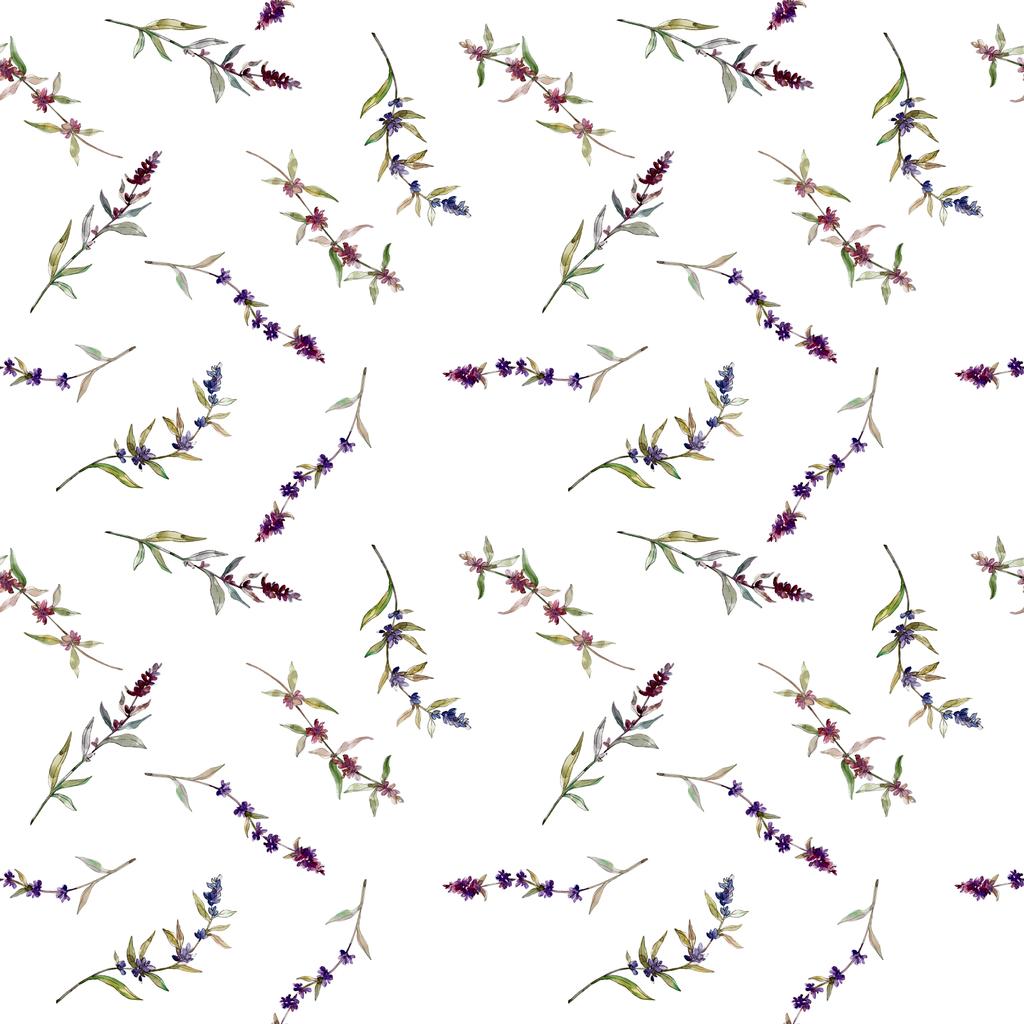 Фиолетовый лаванды цветочные ботанические цветы. Дикий весенний цветок. Набор акварельных рисунков. Акварель для рисования акварелью. Бесшовный рисунок фона. Текстура ткани для печати обоев
. - Фото, изображение