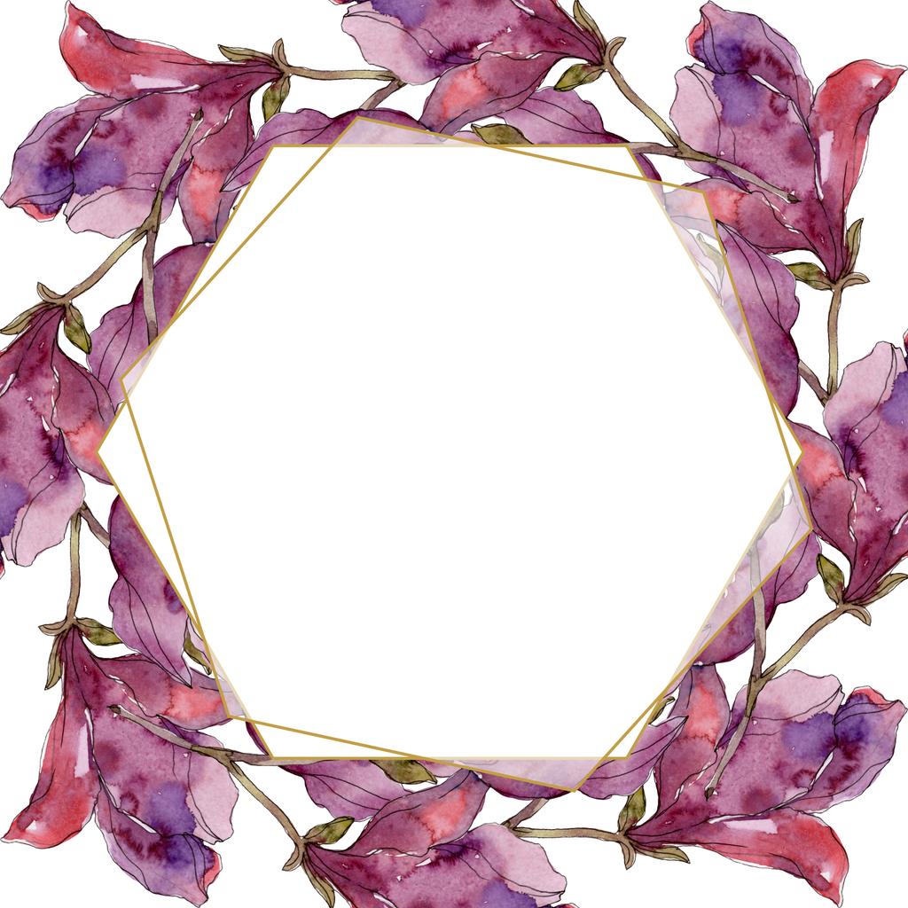 camelia florale botanische blumen. Aquarell Hintergrundillustration Set. Rahmen Rand Ornament Quadrat. - Foto, Bild