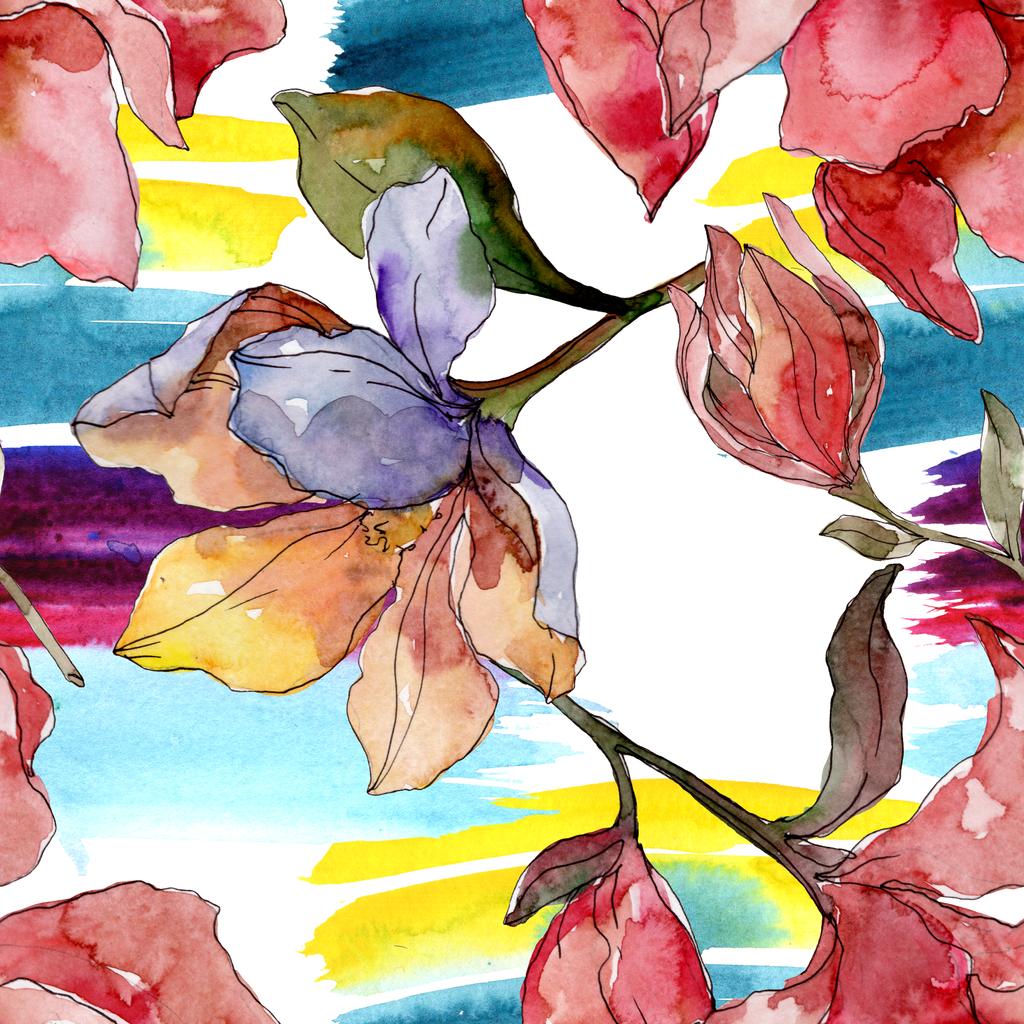 camelia florale botanische blumen. Aquarell Hintergrundillustration Set. nahtloses Hintergrundmuster. - Foto, Bild