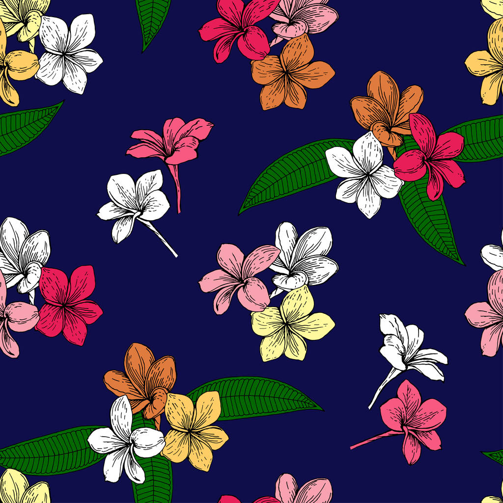 Multicolored pattern of flowers and leaves - Vector, Image
