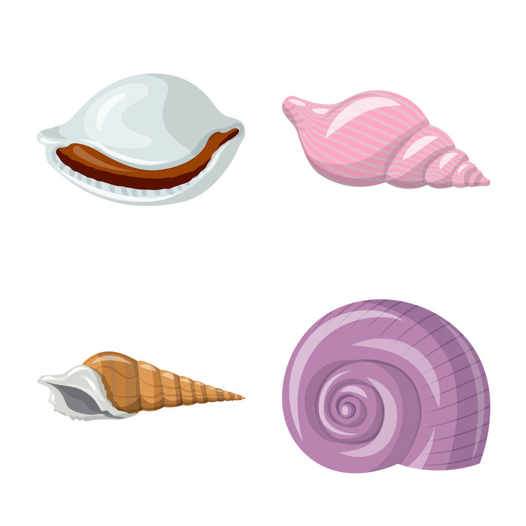 Vectorillustratie van seashell en weekdier logo. Reeks van de Zeeschelp en zeevruchten voorraad vectorillustratie. - Vector, afbeelding