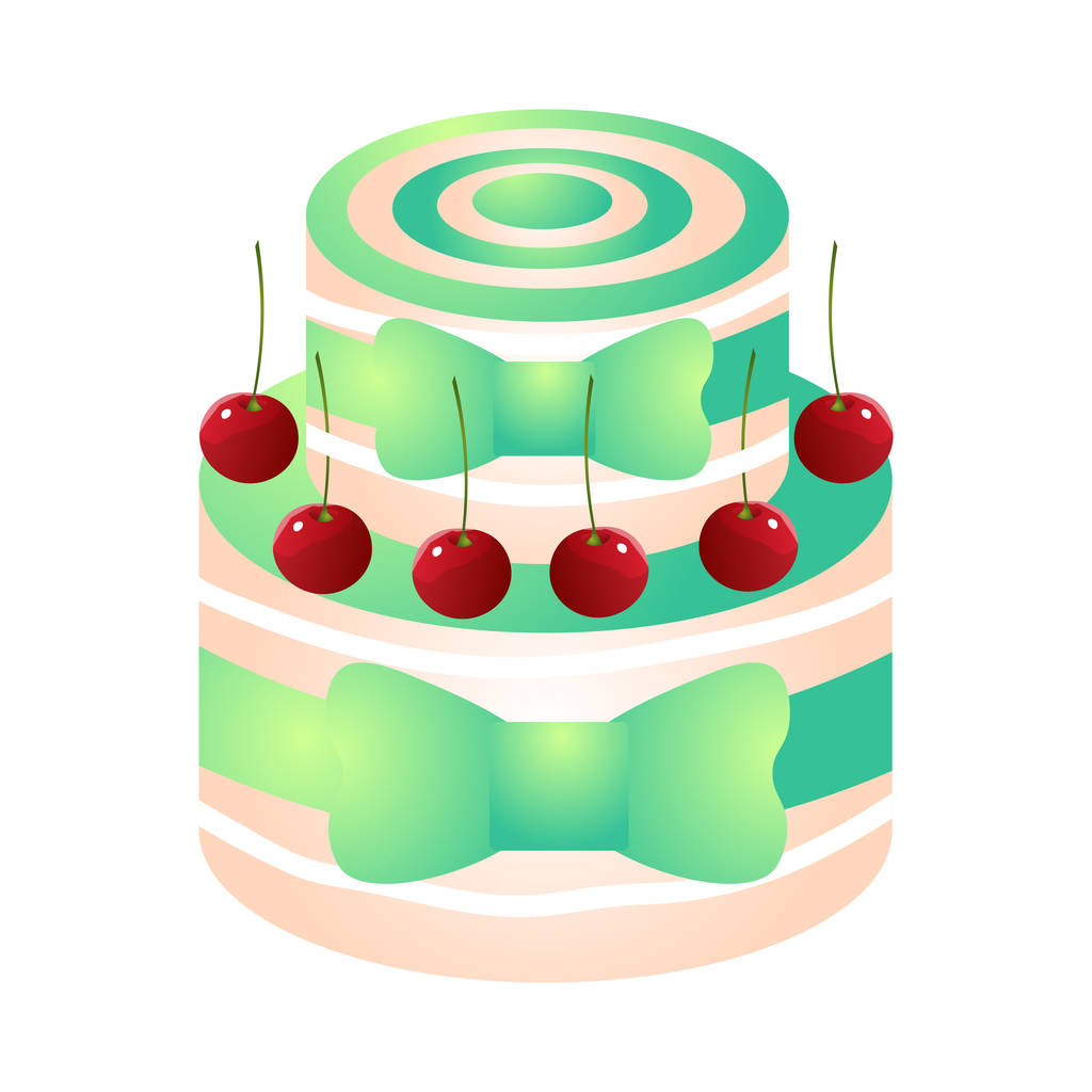 Vihreä värikäs syntymäpäivä kakku punainen eko kirsikka
 - Vektori, kuva