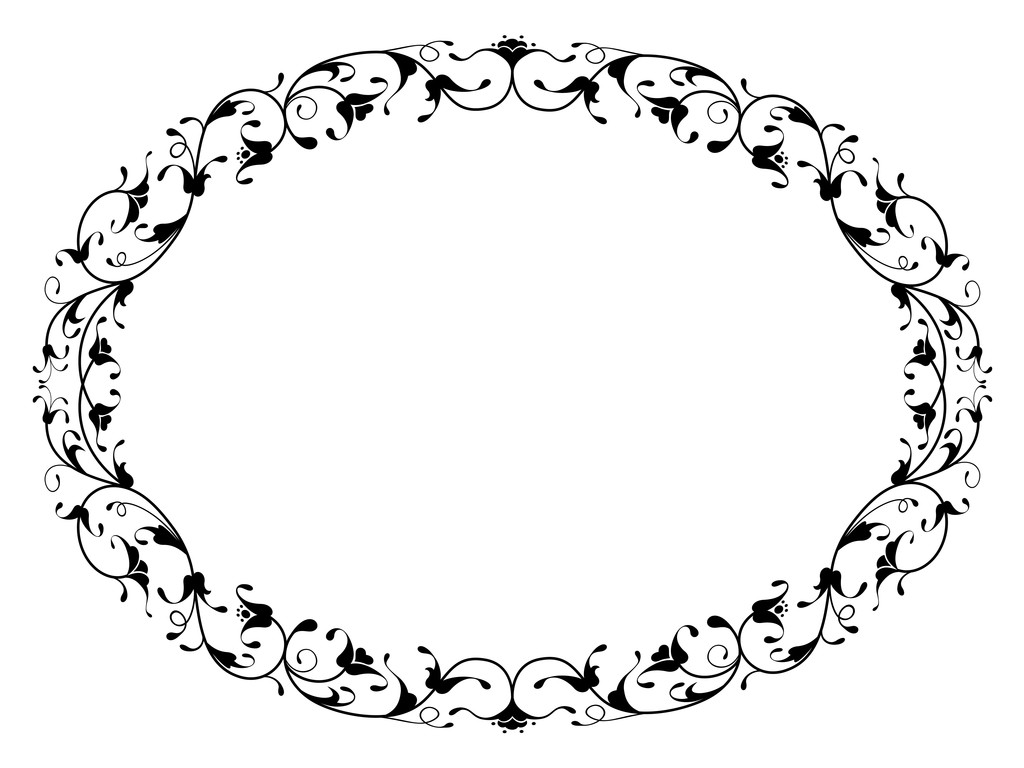 東洋花観賞用の黒い楕円形フレーム - ベクター画像