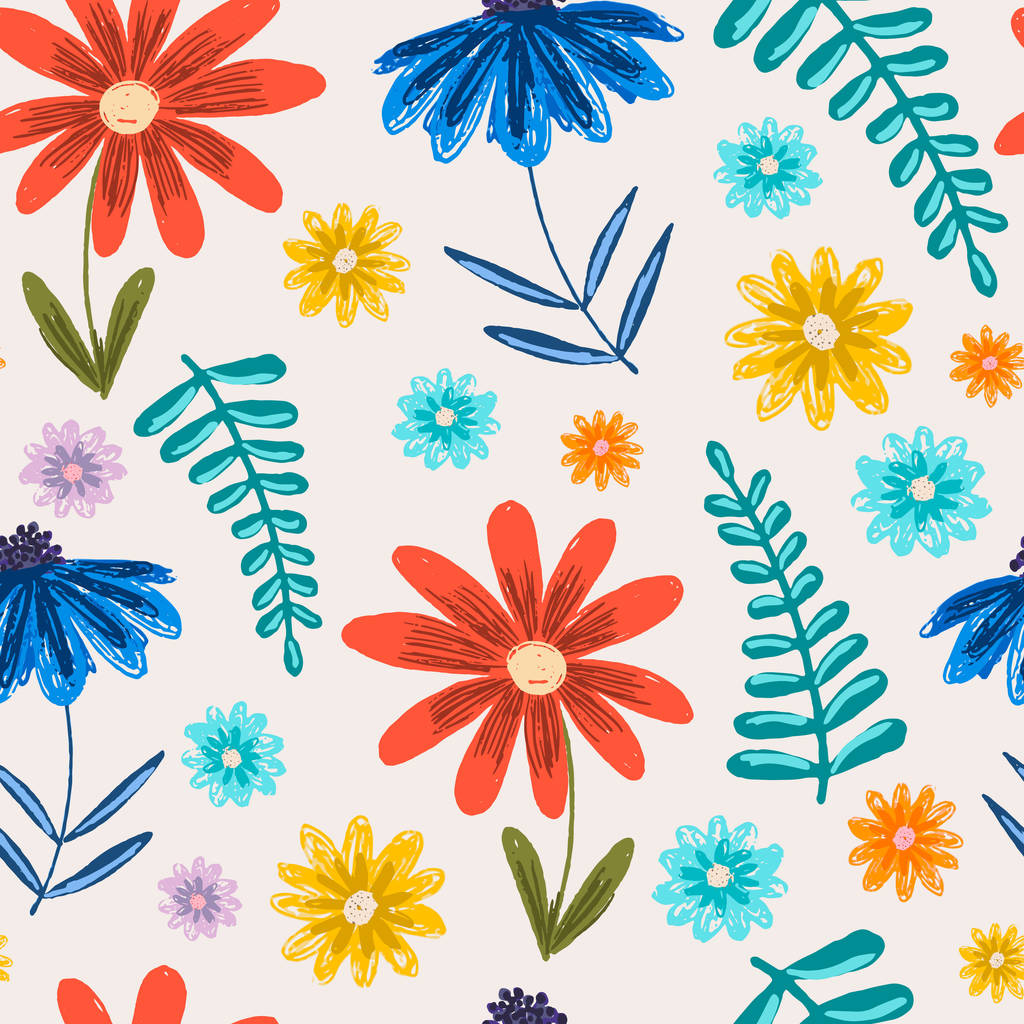 Lindo patrón infantil con flores de fantasía
 - Vector, Imagen