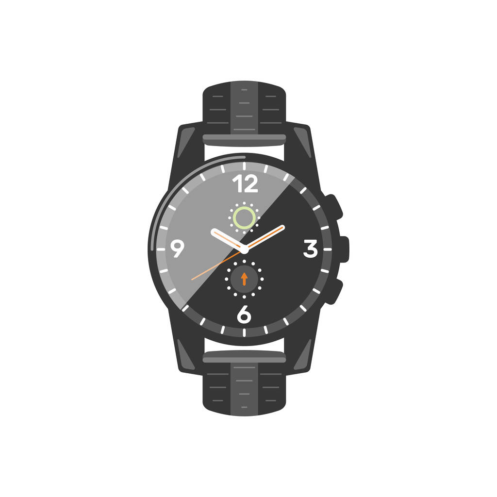Classic watche vector icon. Watch for businessman or fashion clock. - Vector, Image