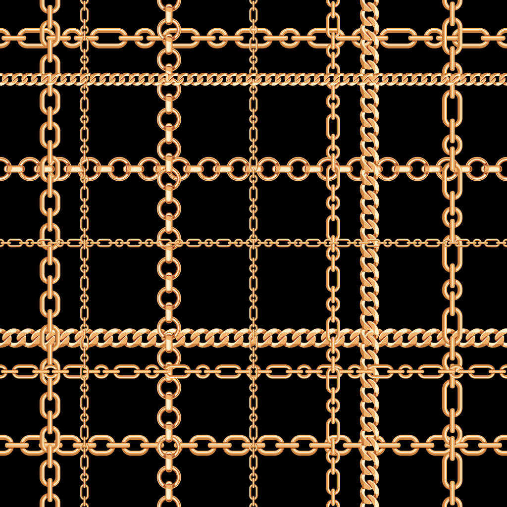 ゴールドチェーンシームレスパターン。ベクトルイラスト - ベクター画像