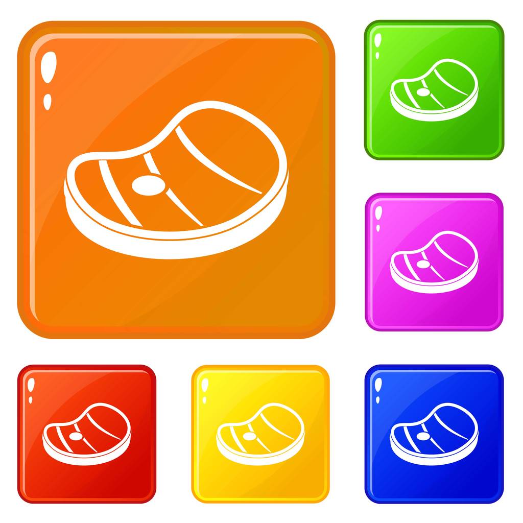 Filete de carne iconos conjunto vector de color
 - Vector, imagen