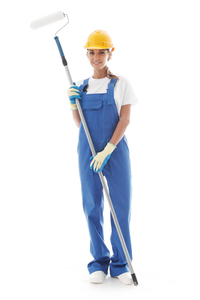Handywoman with paint roller - Photo, Image