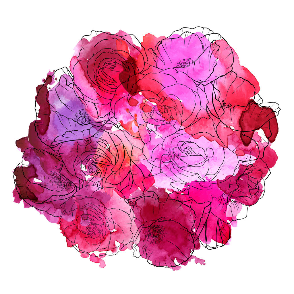 Vektor zeichnet Blumen von Rosen - Vektor, Bild