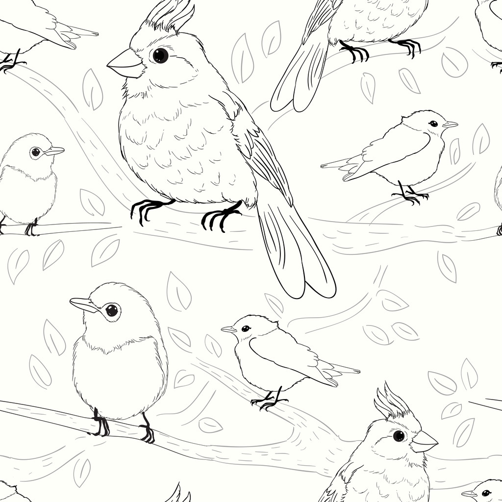 Безшовний візерунок з птахами
 - Вектор, зображення
