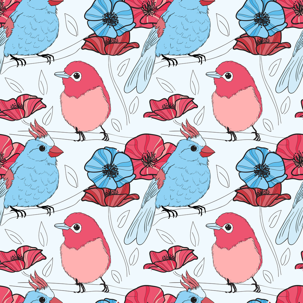 padrão sem costura com pássaros - Vetor, Imagem