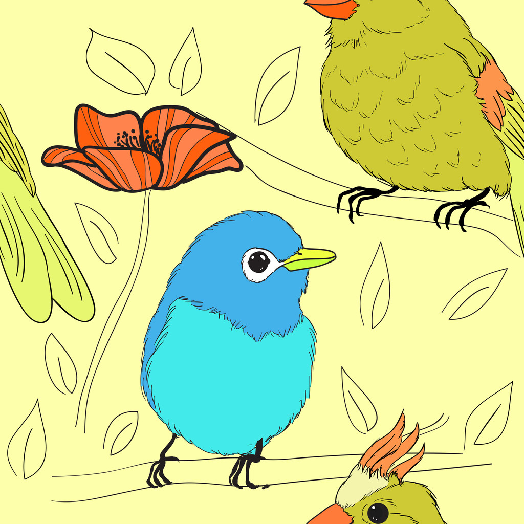 Бесшовный рисунок с птицами - Вектор,изображение