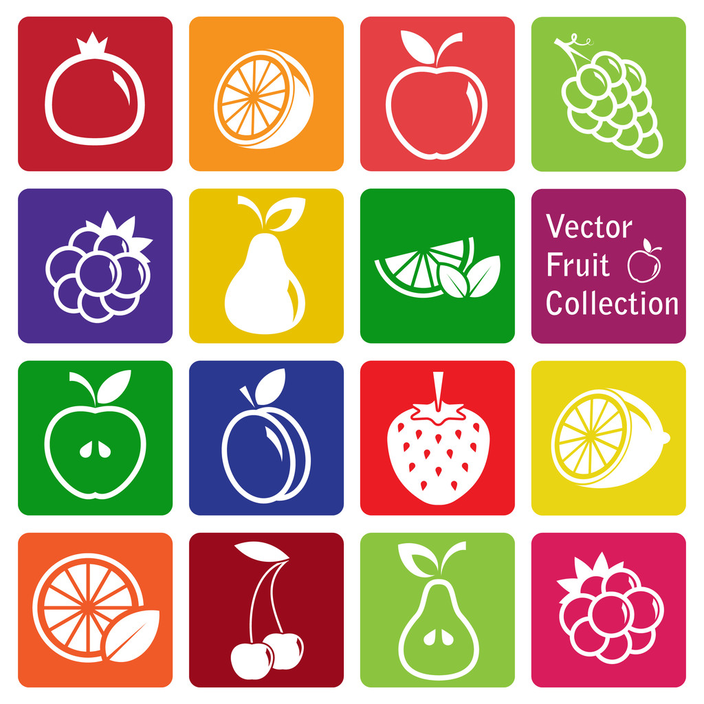 Векторная коллекция: иконы фруктов
 - Вектор,изображение