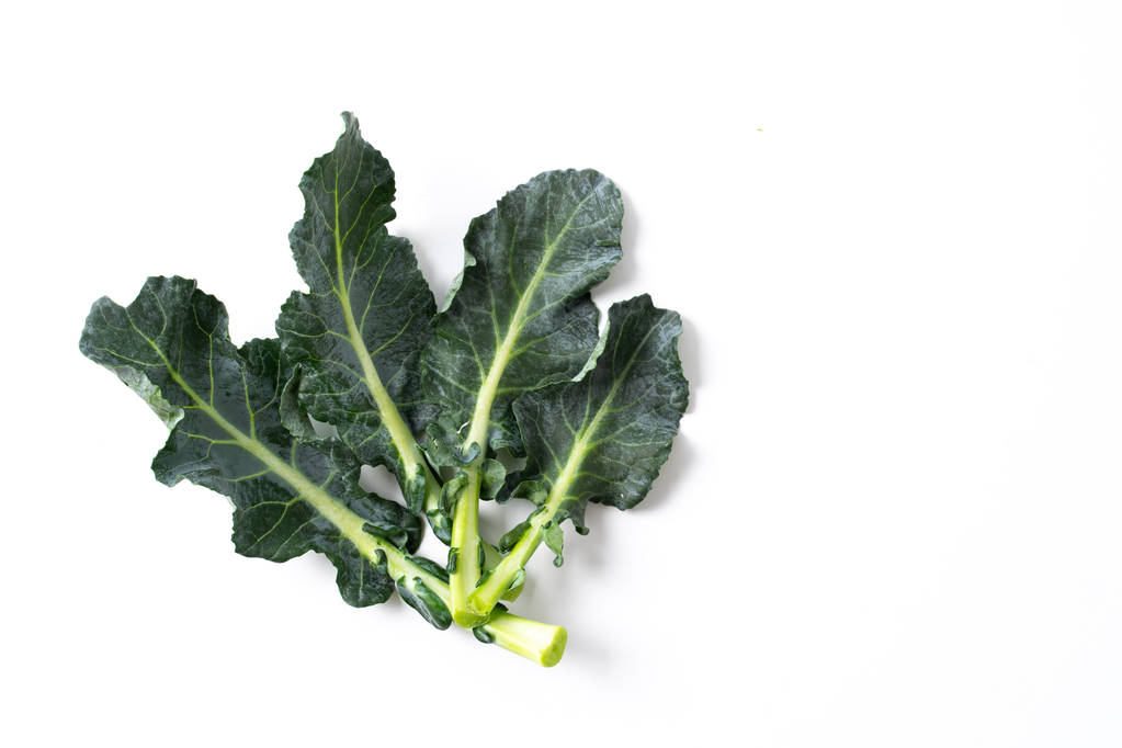 broccoli leaves isolated on white - Photo, Image