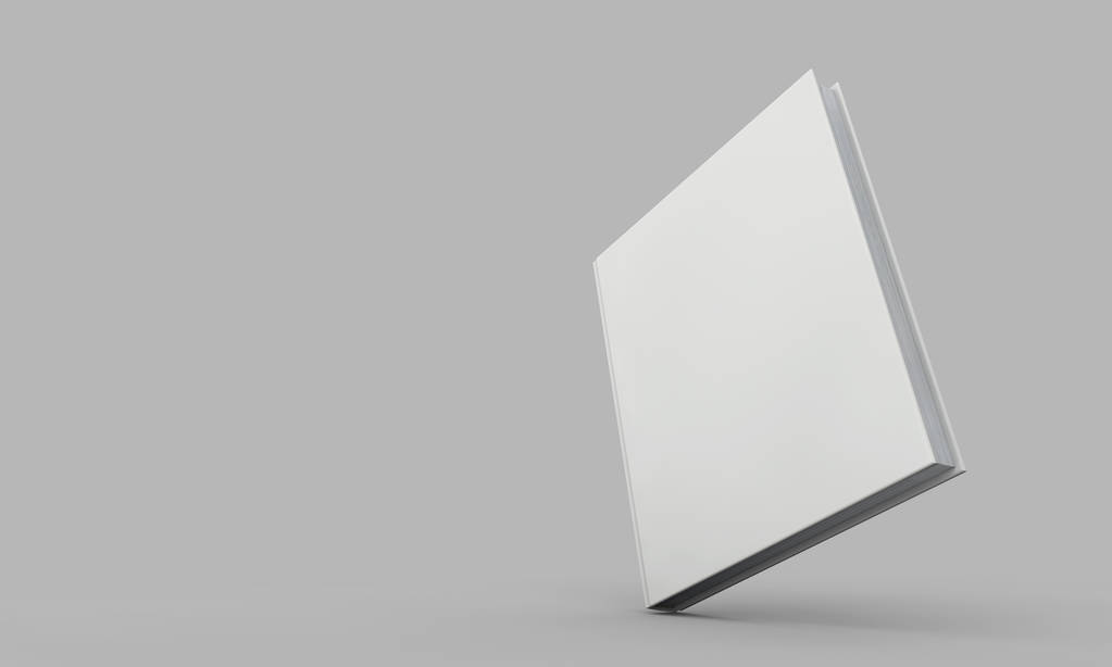 Макет обложки хардбэка. Белая книга на сером фоне. 3D
  - Фото, изображение