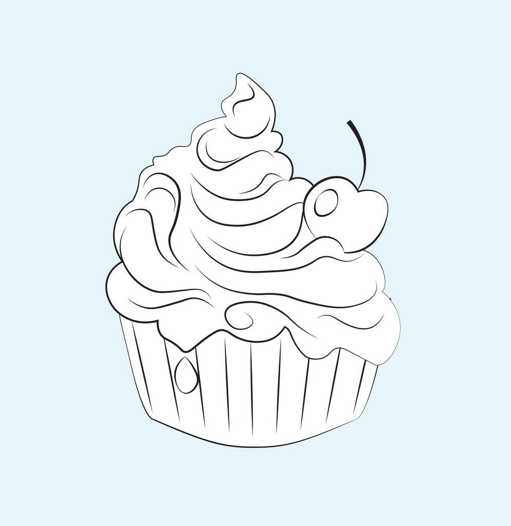 Libro para colorear cupcake
 - Vector, imagen