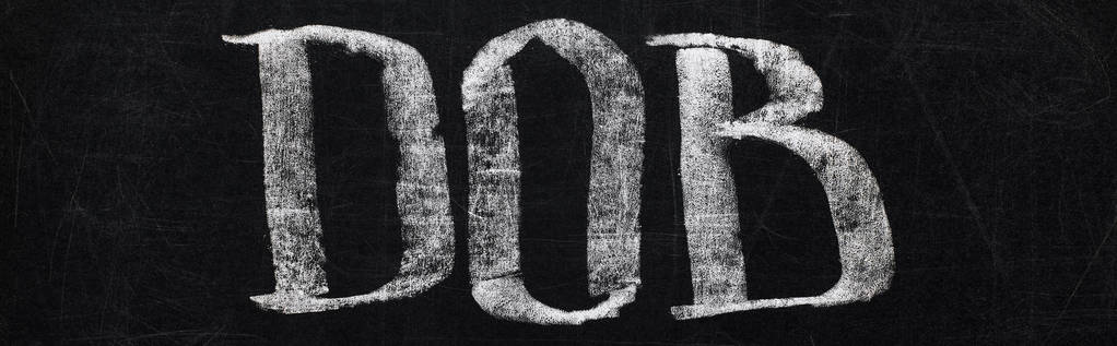 πανοραμική βολή από μαύρη κιμωλία με γράμματα γέννησης - Φωτογραφία, εικόνα