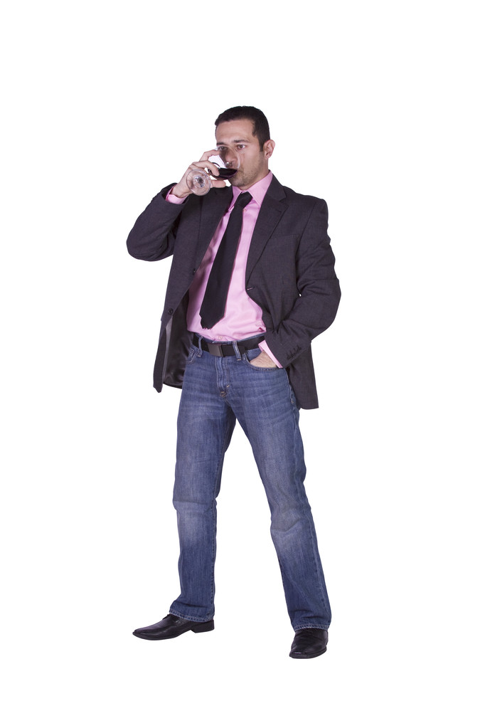 Homme d'affaires célébrant avec un verre
 - Photo, image