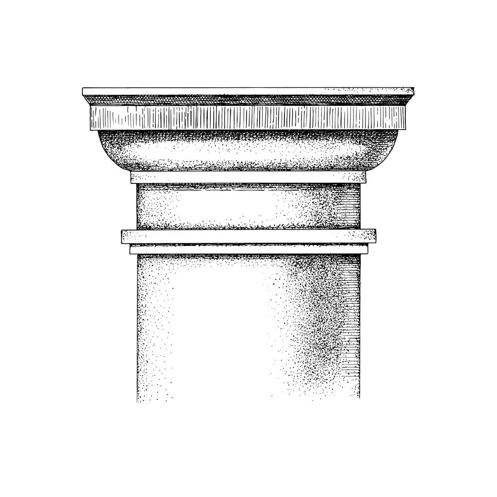 Capital desenhado à mão da ordem toscana
 - Vetor, Imagem