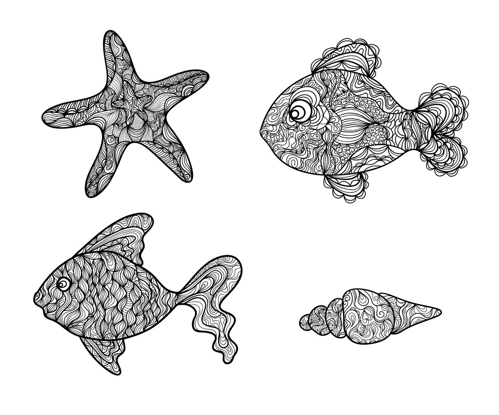 Set de vida marina
 - Vector, imagen