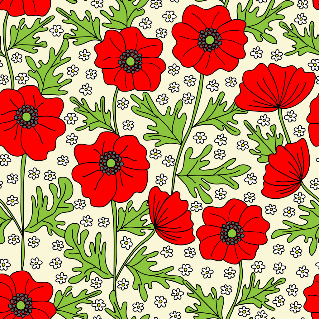αδιάλειπτη αφηρημένη μοτίβο με λουλούδια - Διάνυσμα, εικόνα