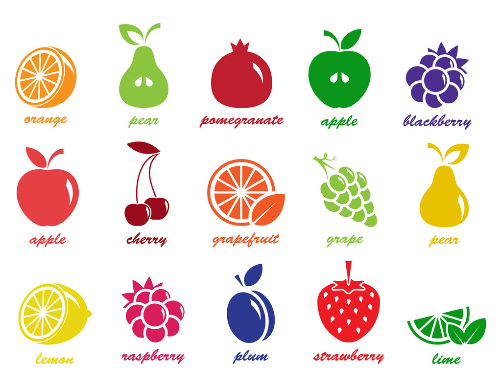 Vector collectie: fruit pictogrammen - Vector, afbeelding