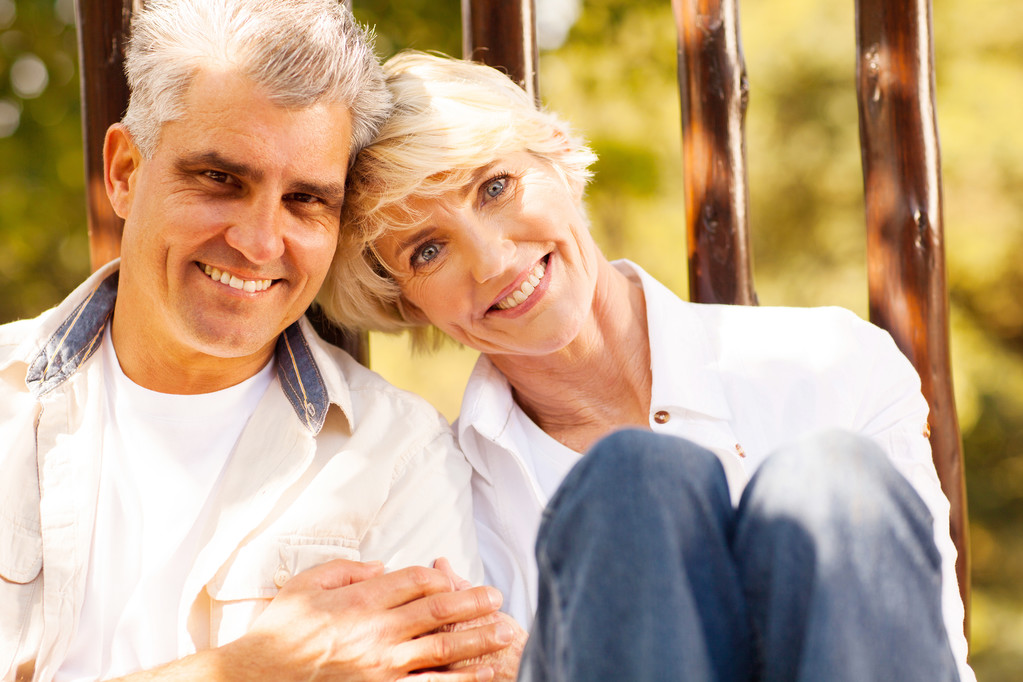 loving senior couple outdoors - Photo, Image