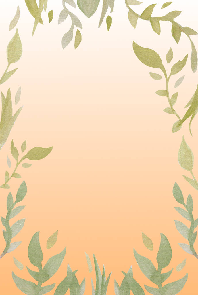 Marco floral de acuarela con fondo anaranjadopara boda estacionaria, saludo, fondos de pantalla, moda, fondo, textura
 - Foto, imagen