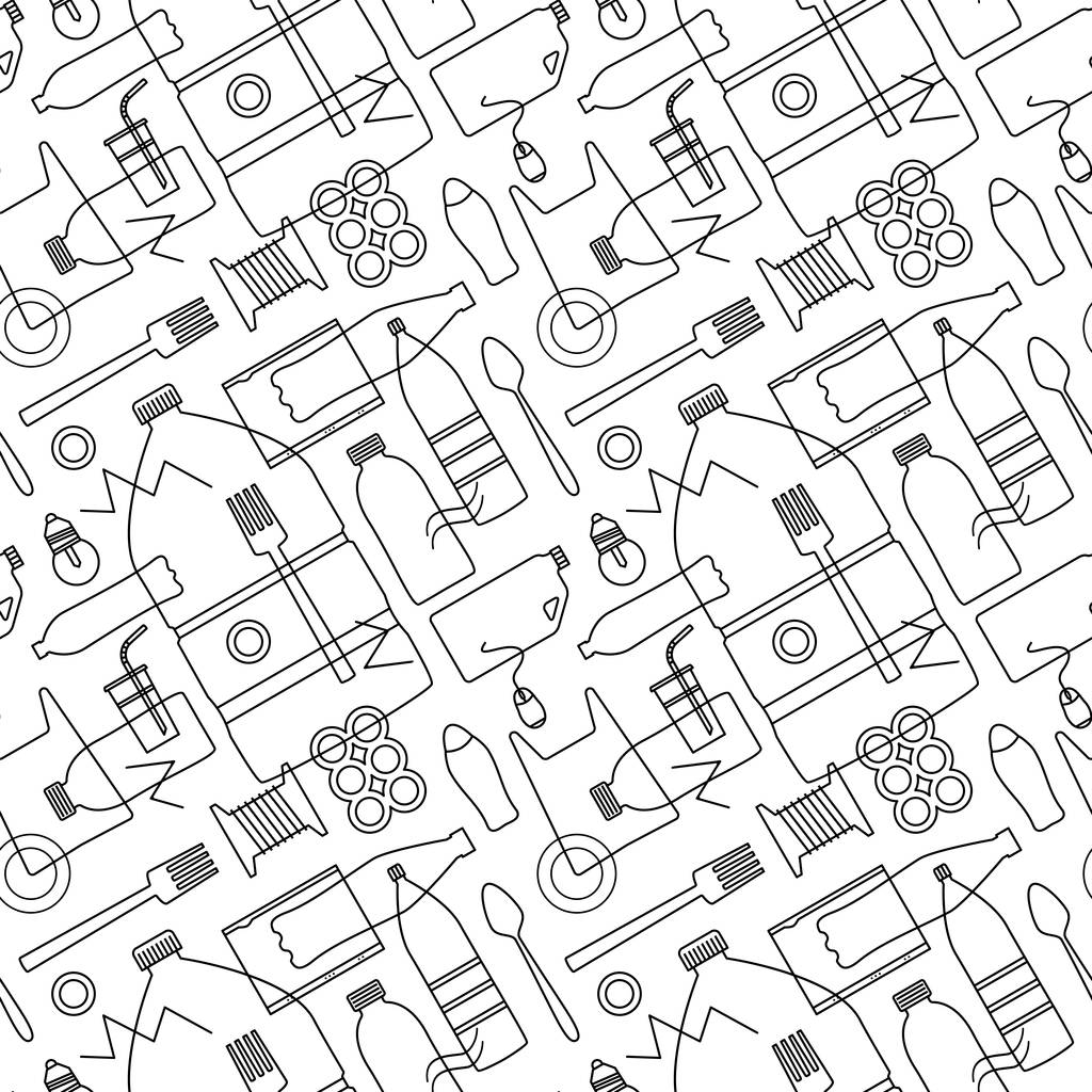 plastic waste seamless pattern - Vector, Image
