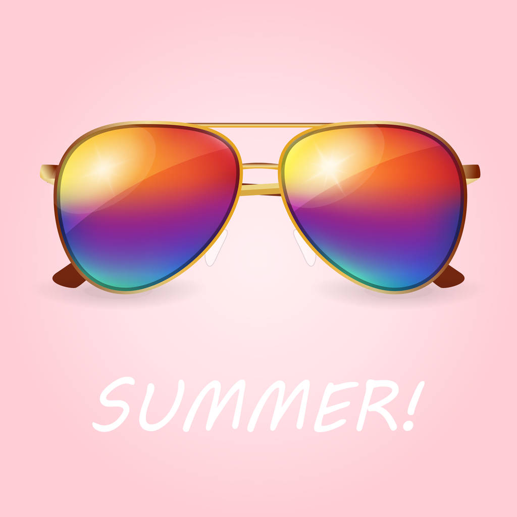 векторна літня ілюстрація реалістичних кольорових сонцезахисних окулярів
 - Вектор, зображення