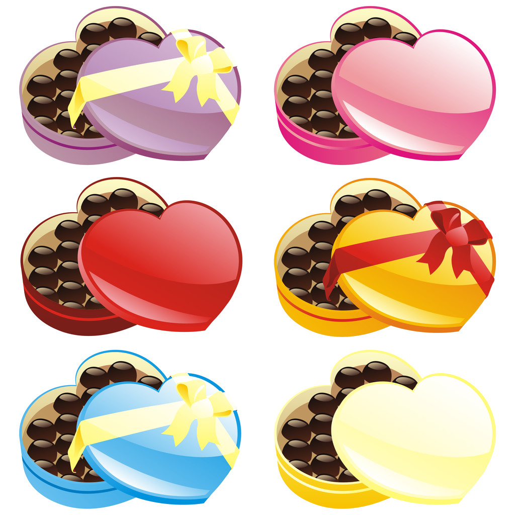 Gift chocolate boxes in heart shape - Vector, Image