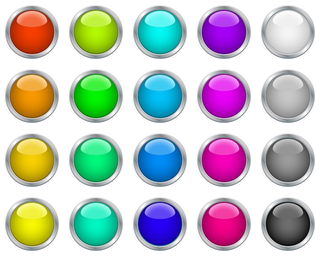 Botões Web em quadros metálicos
 - Vetor, Imagem