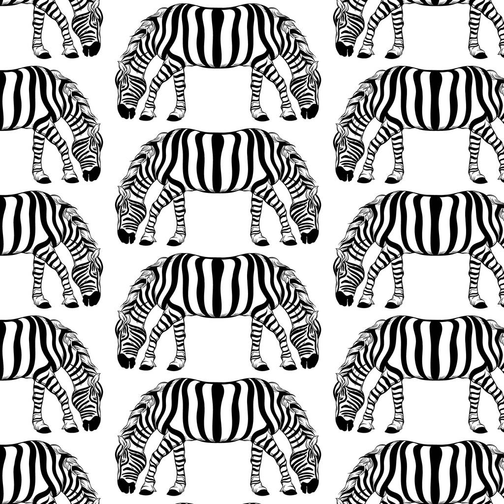 Vector pattern with hand drawn illustration of zebra with two heads. - Vector, Image
