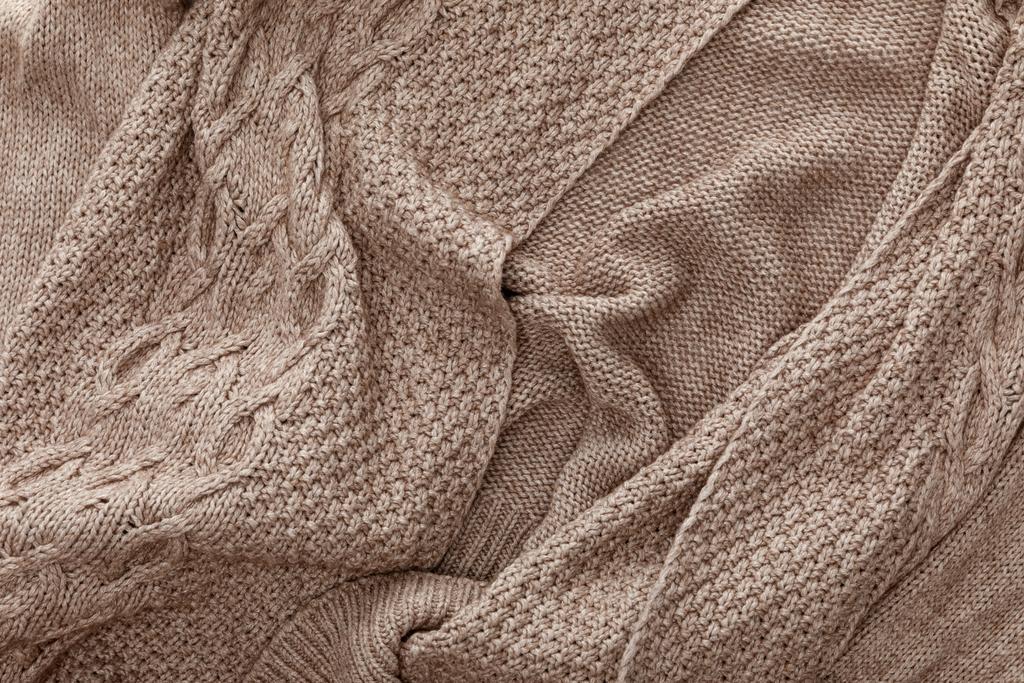 örme rahat kahverengi kazak üst görünümü - Fotoğraf, Görsel