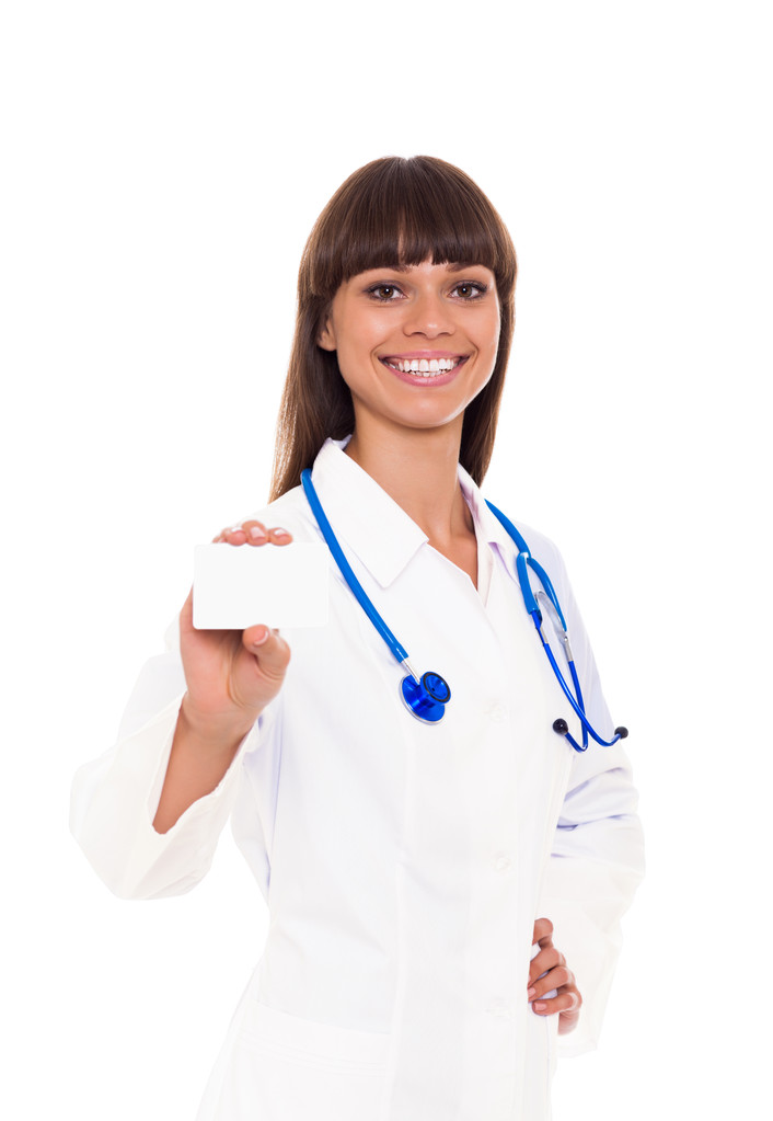 uśmiech kobieta lekarz stetoskop - Zdjęcie, obraz