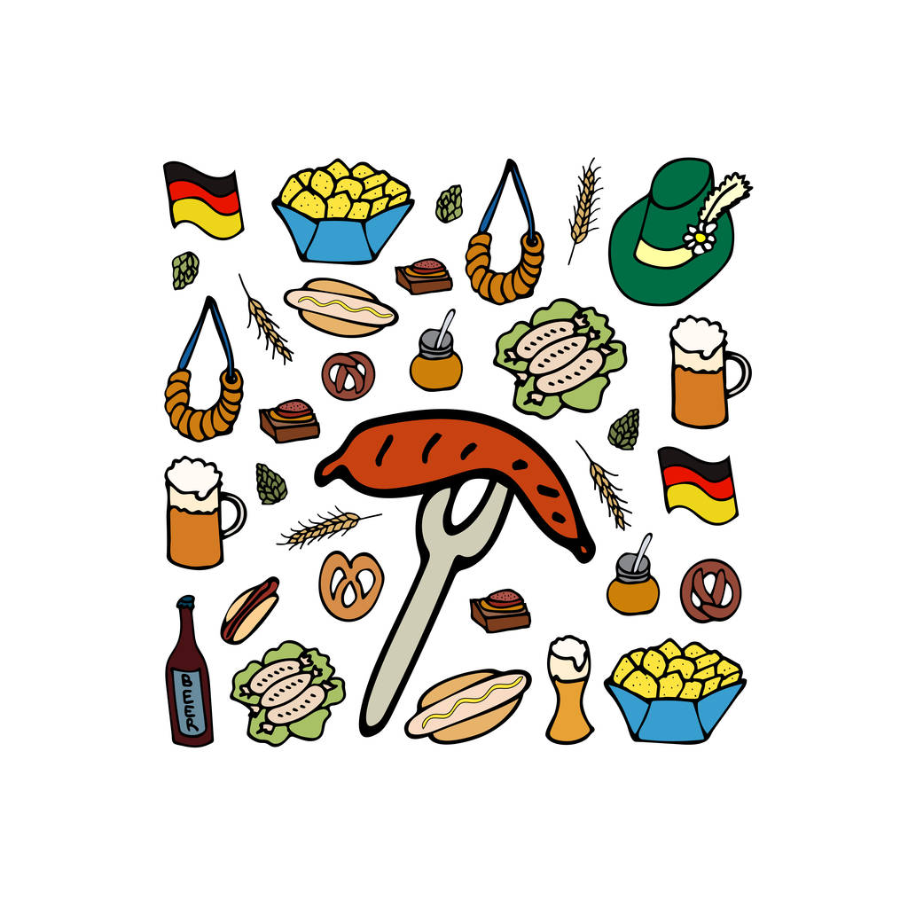 Kézzel rajzolt kártya "Oktoberfest". Vektoros illusztráció. 10 EPS - Vektor, kép