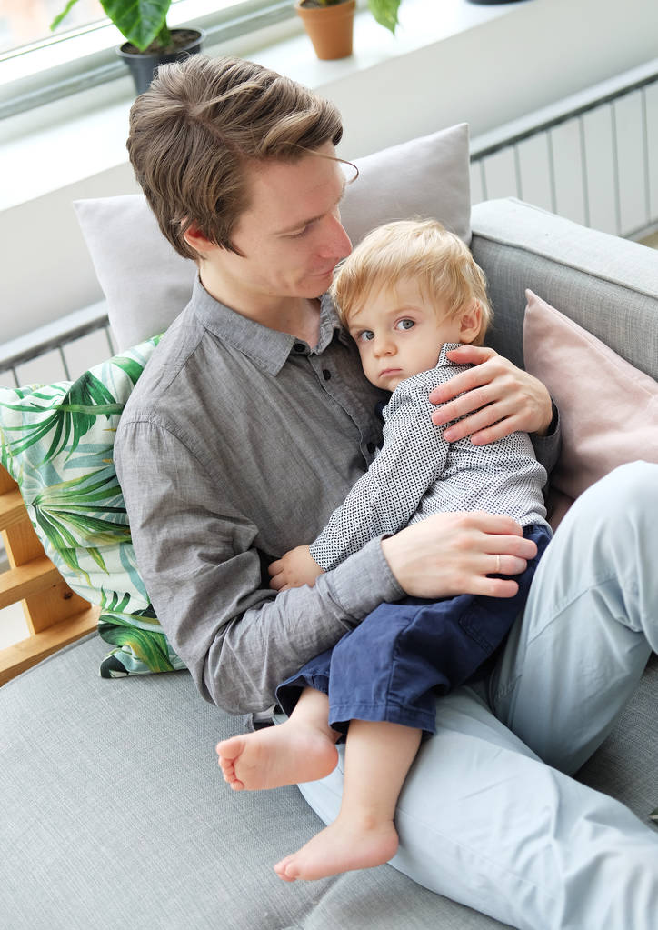 Young dad with his son at home, have a great time together, happy time, young family - Photo, Image
