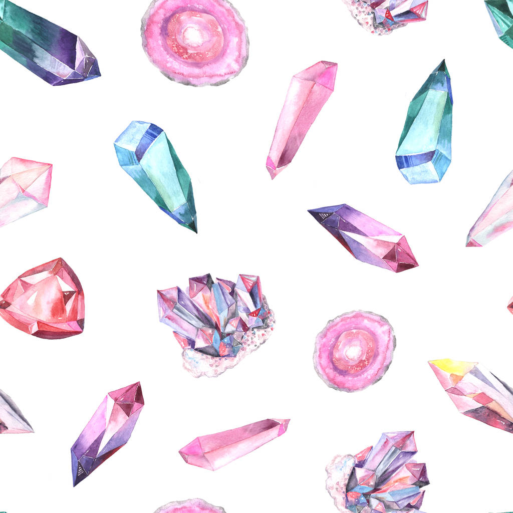 Taşlar ve kristaller ile Dikişsiz desen - Fotoğraf, Görsel