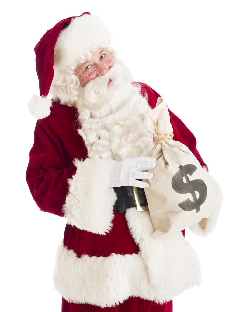 Портрет Санта-Клауса с денежной сумкой
 - Фото, изображение