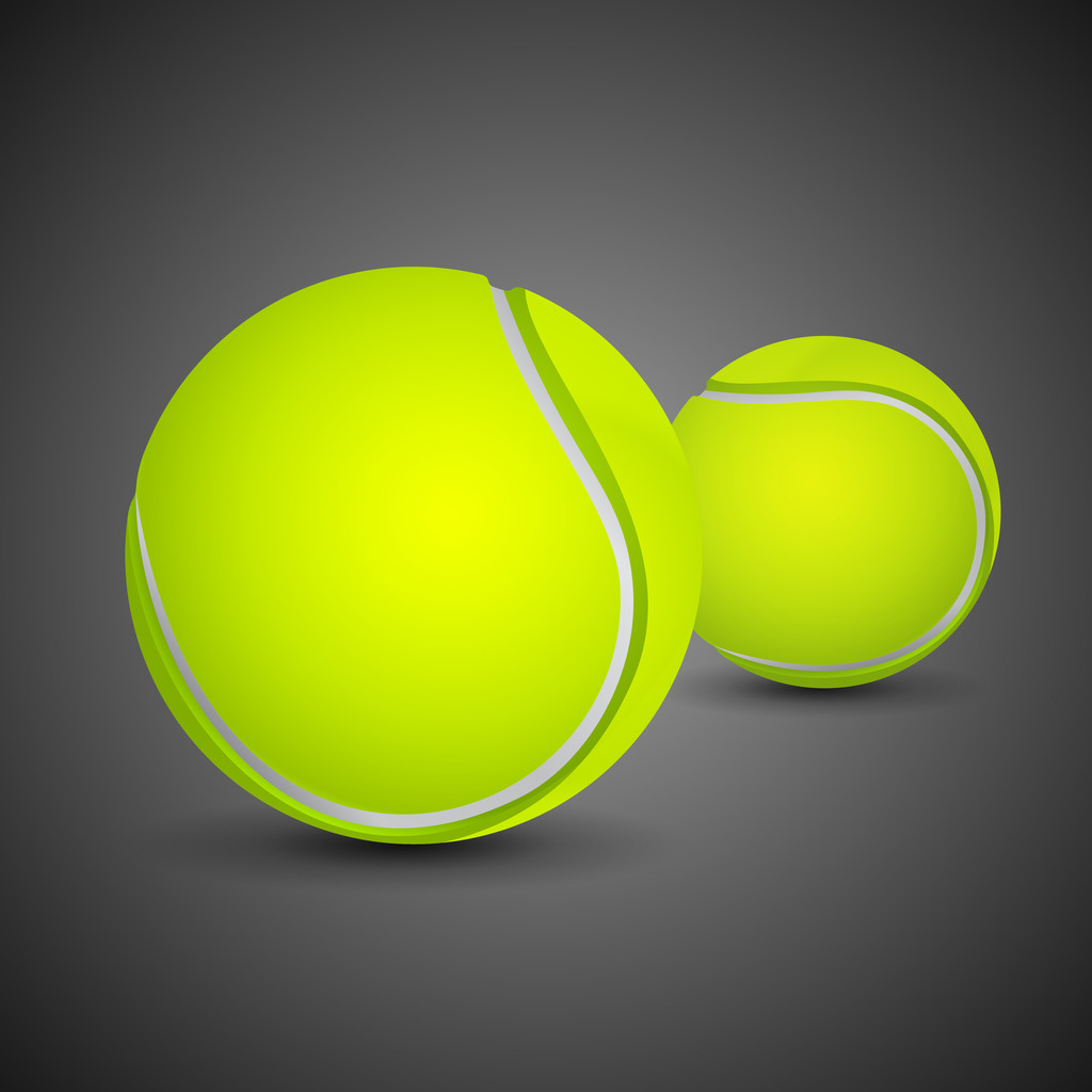 Two yellow tennis balls on black background - Vector, Image