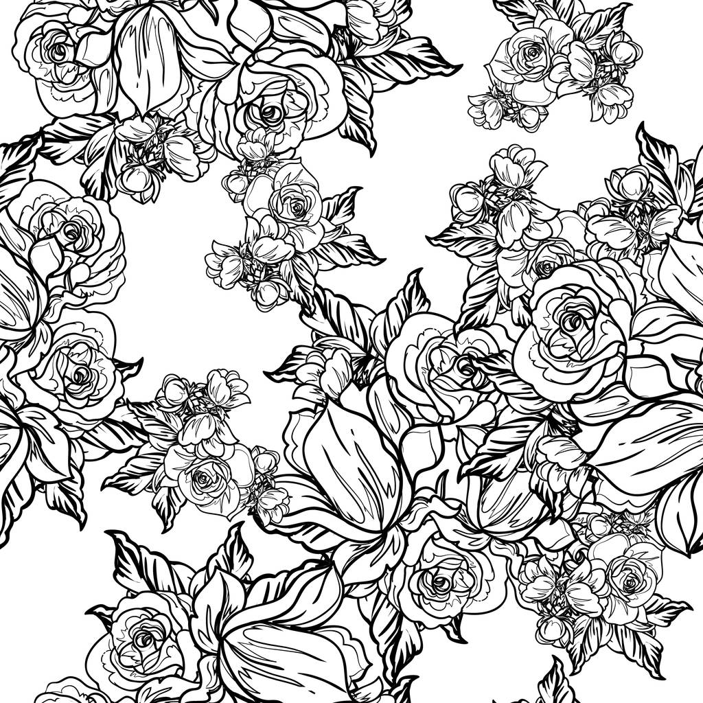 Bezešvé monochromatický vintage styl květiny vzor - Vektor, obrázek