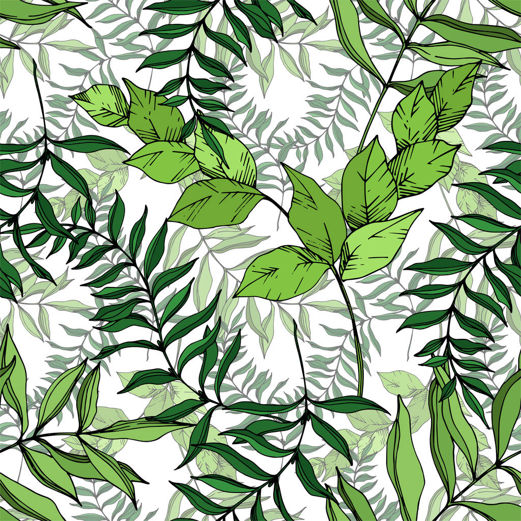 Vector Palm plage arbre feuilles jungle botanique. Encre gravée en noir et blanc. Modèle de fond sans couture
. - Vecteur, image