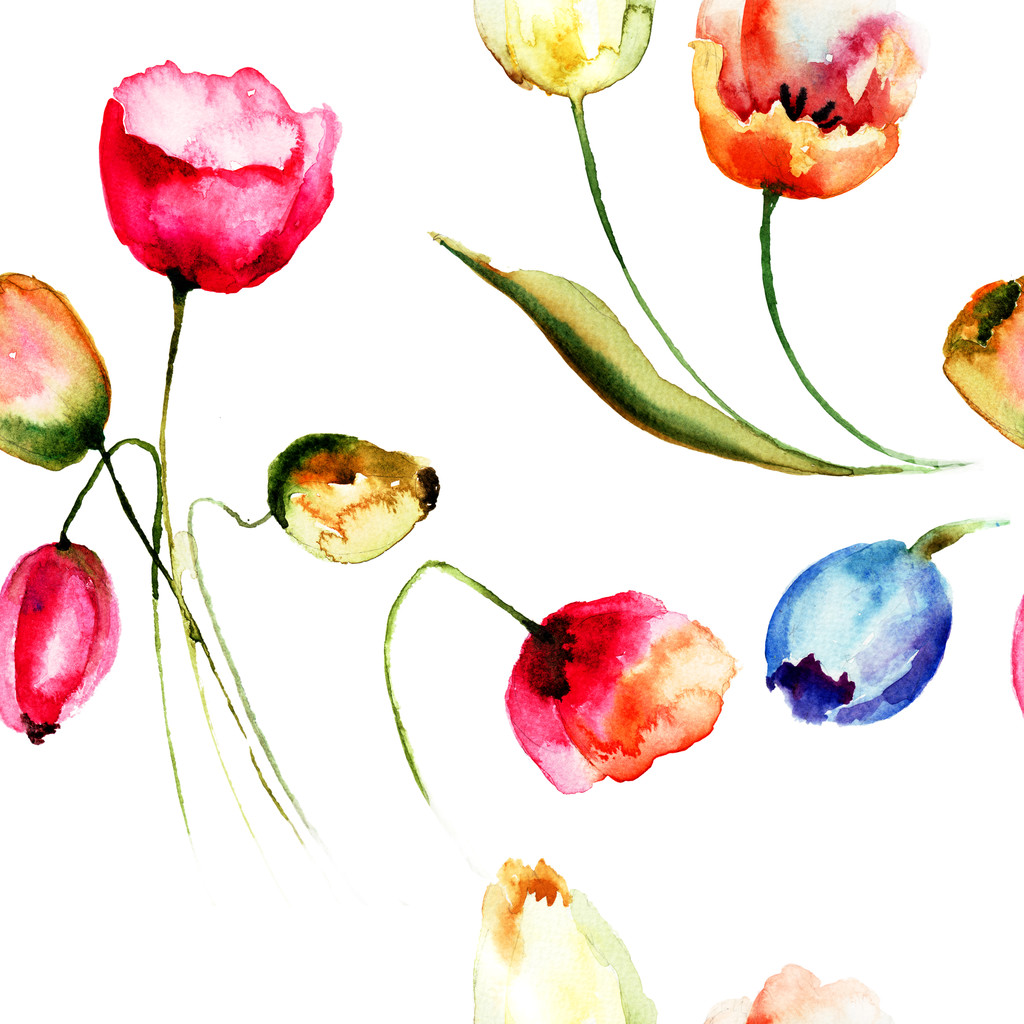 naadloze achtergrond met mooie tulpen bloemen - Foto, afbeelding
