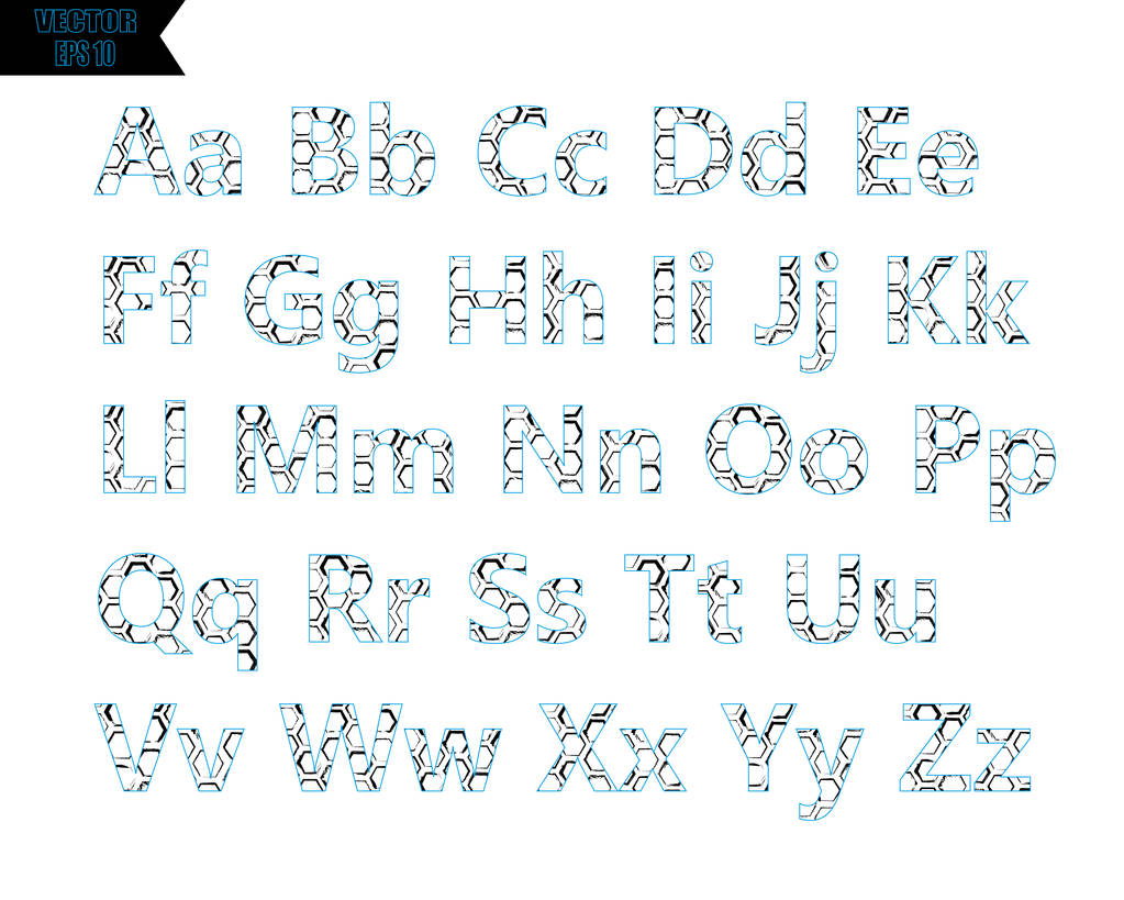 Zwarte stencil alfabet lettertype sjabloon. Vintage letters en cijfers stempel ontwerp. Vectorillustratie. - Vector, afbeelding
