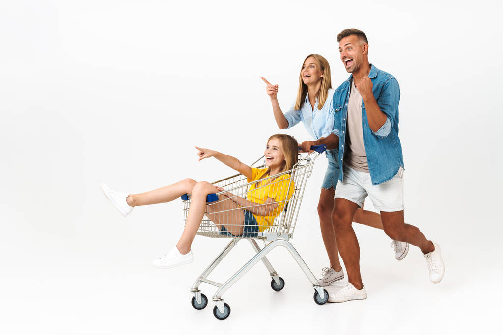 Image of happy family man and woman having fun while giving ride - Photo, Image