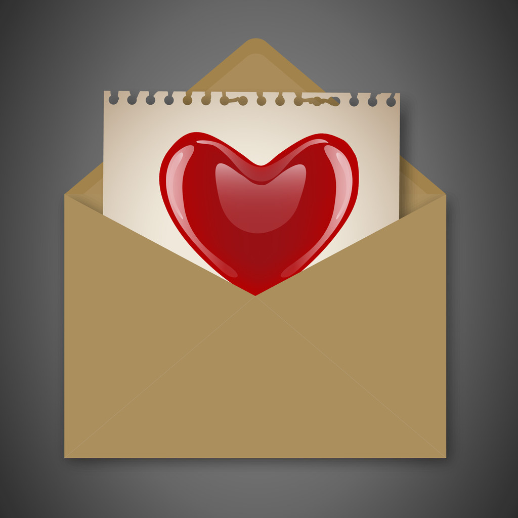 mail open met hart - Vector, afbeelding