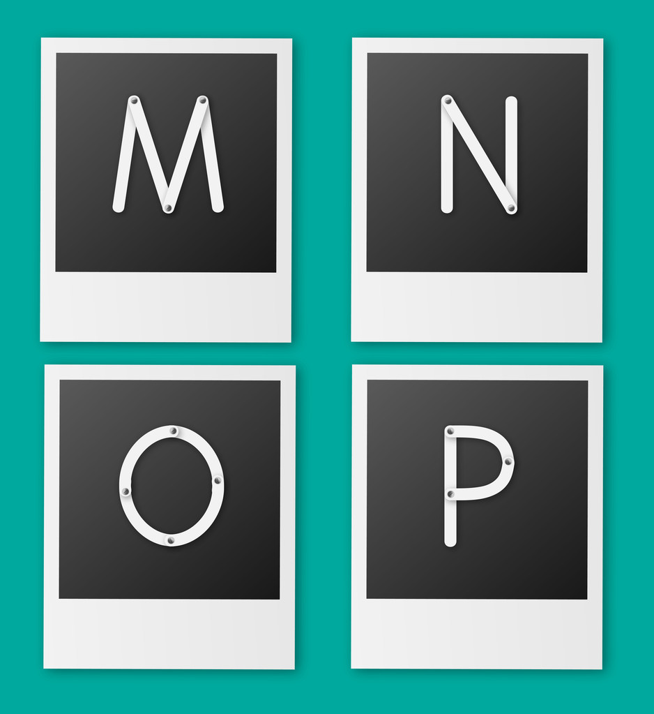 Set of screw alphabet vector (M N O P) - Vector, Image